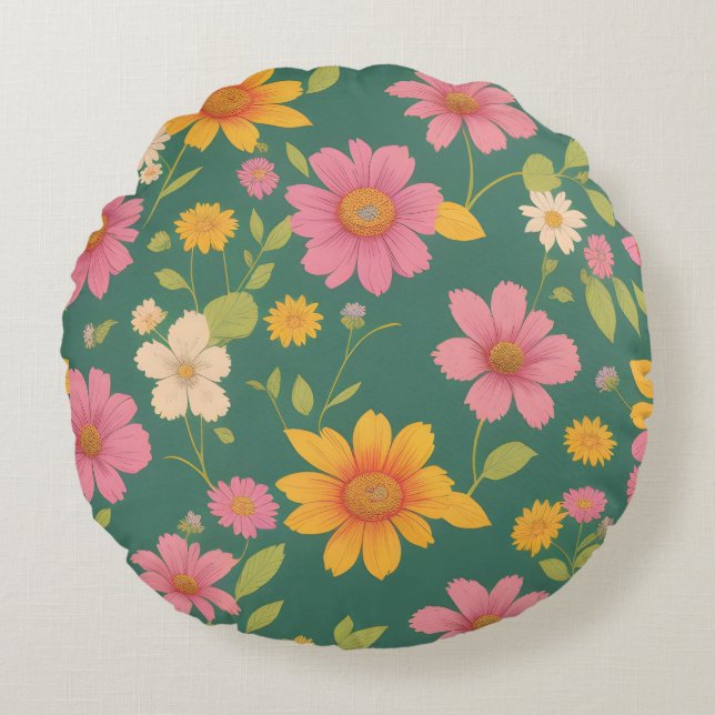 Mooie bloemen, zomer, lente, bloemstuk rond kussen (Voorkant)