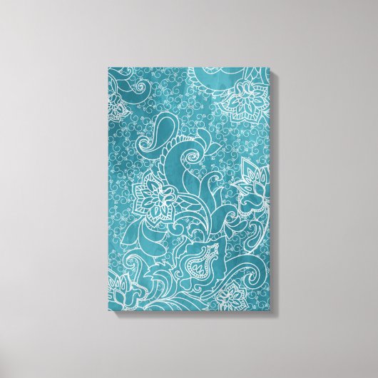 Mooie  bloemen zwaaien met paisleys canvas afdruk (Voorkant)