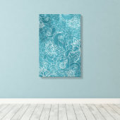 Mooie  bloemen zwaaien met paisleys canvas afdruk (Insitu (Houten vloer))