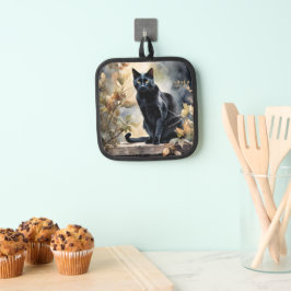 Mooie Bloemen Zwarte Kat Pannenlap