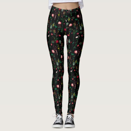 Mooie bloemenafdrukken leggings (Voorkant)