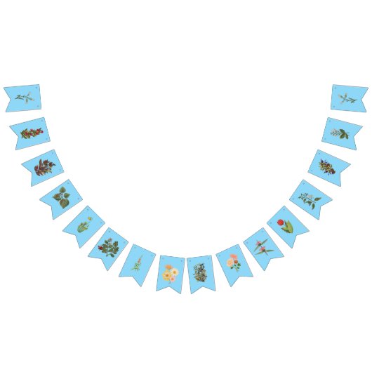 Mooie bloemenbanner op blauwe achtergrond vlaggetjes (Alle)