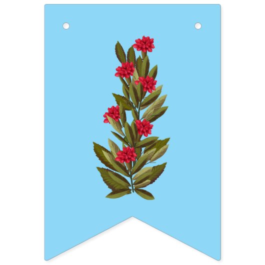 Mooie bloemenbanner op blauwe achtergrond vlaggetjes (Tweede vlag)