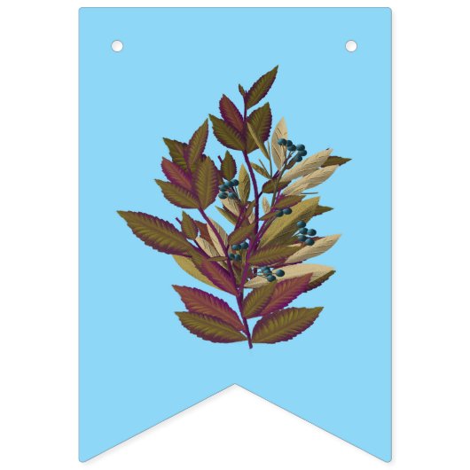 Mooie bloemenbanner op blauwe achtergrond vlaggetjes (Derde vlag)