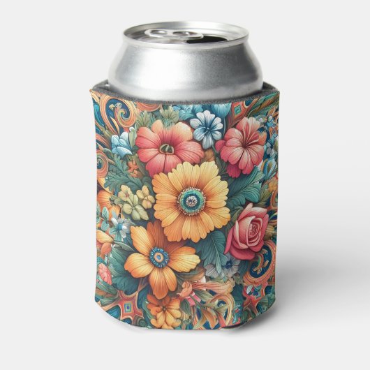 Mooie bloemenboeket blikjeskoeler (Blikje Achterkant)