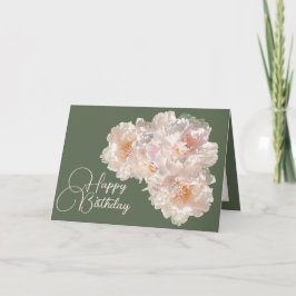 Mooie bloemenboeket roze pioenrozen verjaardag kaart