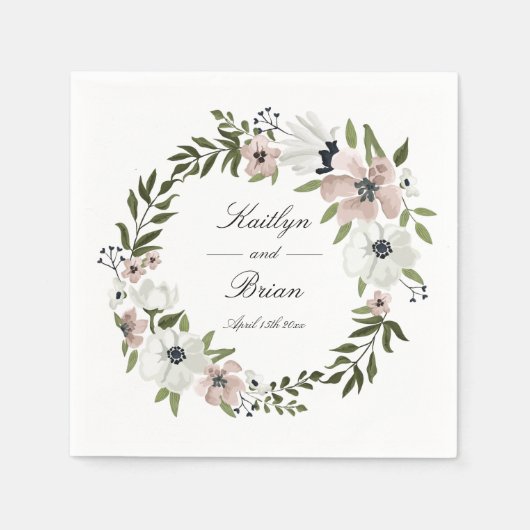 Mooie bloemenbruiloft servet (Voorkant)
