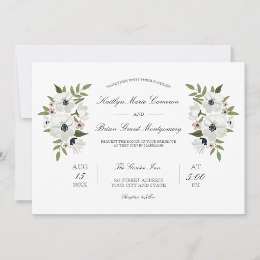 Mooie bloemenbruiloft uitnodiging (Voorkant)