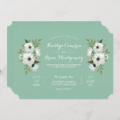Mooie bloemenbruiloft uitnodiging - mint (Voorkant / Achterkant)