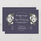 Mooie bloemenbruiloft uitnodiging - paarse (Voorkant / Achterkant)