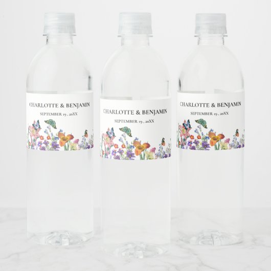 Mooie  bloemenbruiloft waterfles etiket (Flessen)
