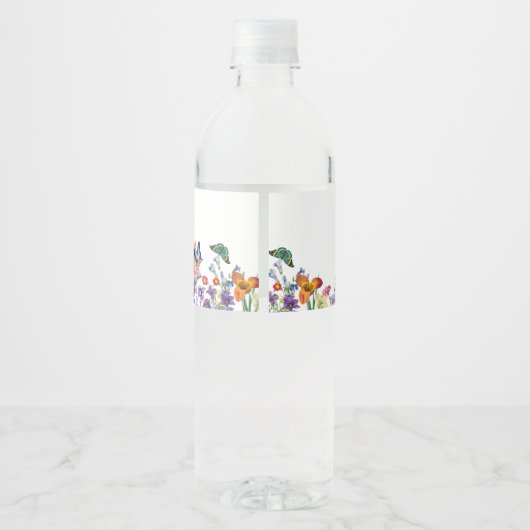 Mooie  bloemenbruiloft waterfles etiket (Achterkant)