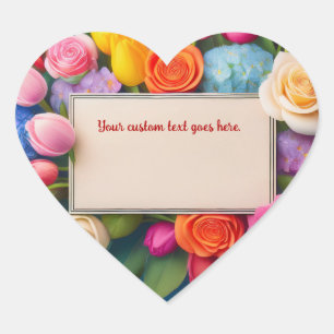 Mooie bloemencadeaus met rozen tulpen hydrangea op hart sticker