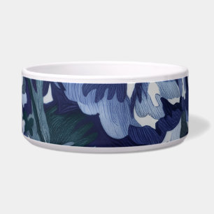 Mooie bloemendesign in blauwe tinten voerbakje
