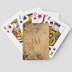 Mooie bloemendesign op vintage papier pokerkaarten