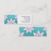 Mooie bloemendesign roze over turquoise mini visitekaartje (Voorkant / Achterkant)