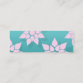Mooie bloemendesign roze over turquoise mini visitekaartje (Achterkant)