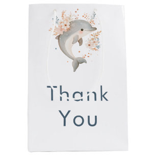 Mooie bloemendolfijn baby shower medium cadeauzakje