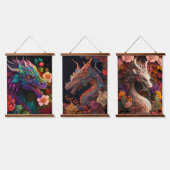 Mooie bloemendraken hangend wandkleed (Driedubbel)