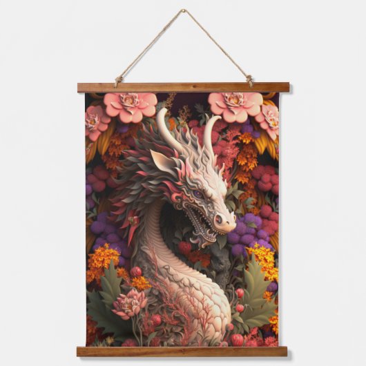 Mooie bloemendraken hangend wandkleed (Voorkant 3)