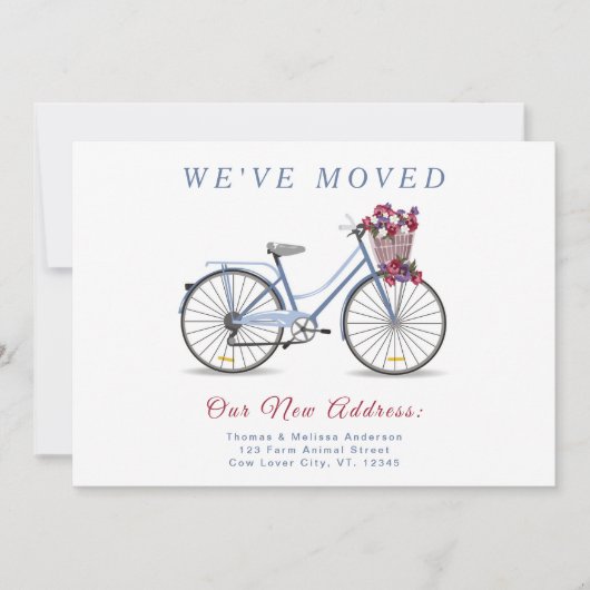 Mooie bloemenen fiets l We zijn verhuisd Nieuw adr Aankondiging (Voorkant)