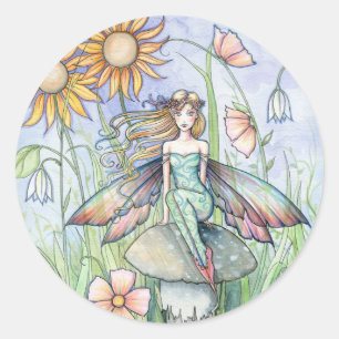 Mooie Bloemenfee Kunststickers door Molly Harrison Ronde Sticker