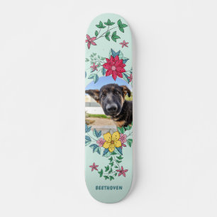 Mooie bloemenframe, op maat gemaakte huisdierfoto, persoonlijk skateboard