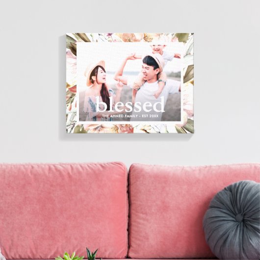 Mooie bloemengezegende typografie foto canvas afdruk (Insitu (Woonkamer))