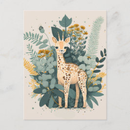 Mooie bloemengiraf papieren borden briefkaart