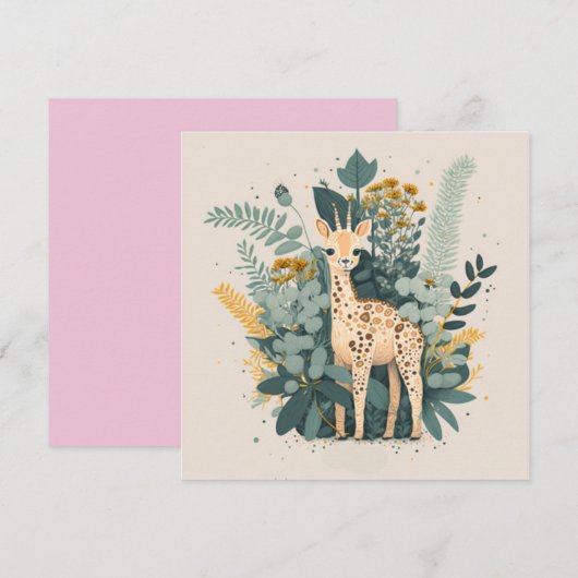 Mooie bloemengiraf papieren borden kaart (Voorkant / Achterkant)