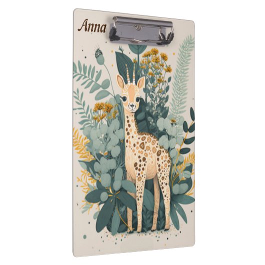 Mooie bloemengiraffe notitieboek klembord (Rechts)