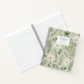 Mooie Bloemengroen Goud Witte Patroon Journal Notitieboek (Binnen)