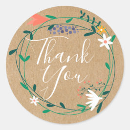 Mooie bloemenguirlande Bedankt Ronde Sticker