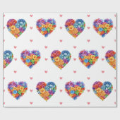 Mooie bloemenharten op witte Valentijnsdag Cadeaupapier (Vlak)