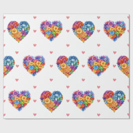 Mooie bloemenharten op witte Valentijnsdag Cadeaupapier