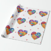 Mooie bloemenharten op witte Valentijnsdag Cadeaupapier (Uitgerold)