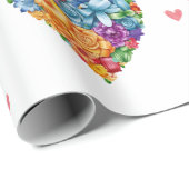 Mooie bloemenharten op witte Valentijnsdag Cadeaupapier (Rol Hoek)