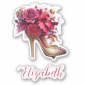Mooie bloemenhoge hak sticker (Voorkant)