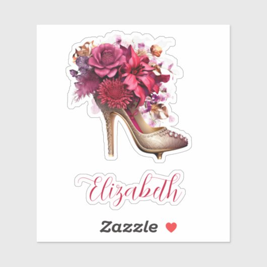 Mooie bloemenhoge hak sticker (Vel)
