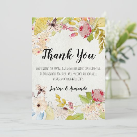 MOOIE BLOEMENKAART OM TE BEDANKEN KAART (Staand voorkant)