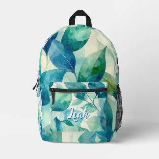 Mooie bloemenkleuren groene en blauwe rugzak