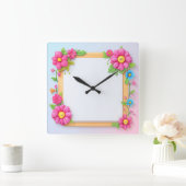 Mooie bloemenklok vierkante klok (Huis)