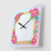 Mooie bloemenklok vierkante klok (Hoek)