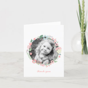 Mooie bloemenkrans aangepaste foto dankkaartjes bedankkaart
