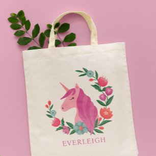 Mooie Bloemenkrans Eenhoorn Naam Tote Bag