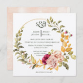 Mooie bloemenkrans ( goud ) Uitnodiging Uitnodigin (Voorkant / Achterkant)