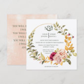 Mooie bloemenkrans (goud) Uitnodiging Uitnodiging (Voorkant / Achterkant)