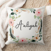 Mooie Bloemenkrans Naam Monogram Kussen (Deken)