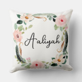 Mooie Bloemenkrans Naam Monogram Kussen (Achterkant)