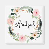 Mooie Bloemenkrans Naam Monogram Magneet (Voorkant)